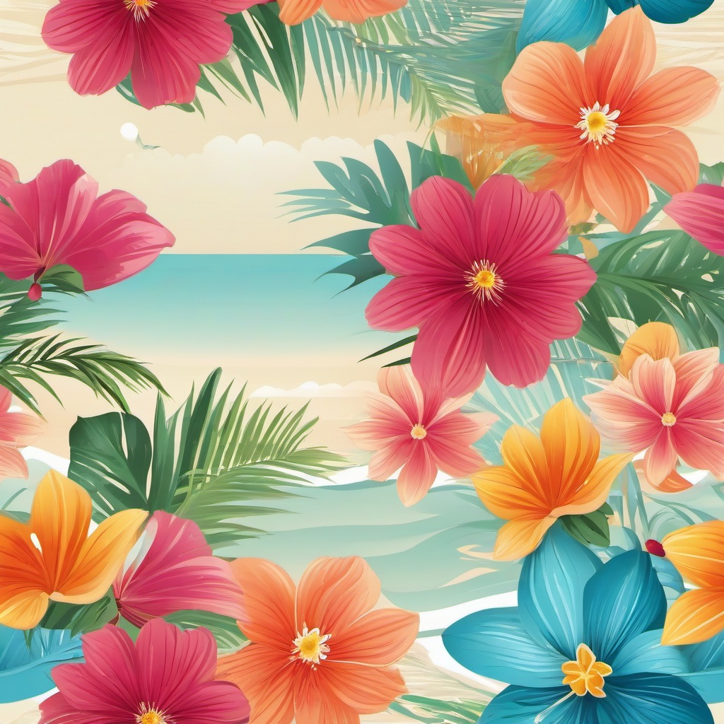 Beach background - beach flower background  