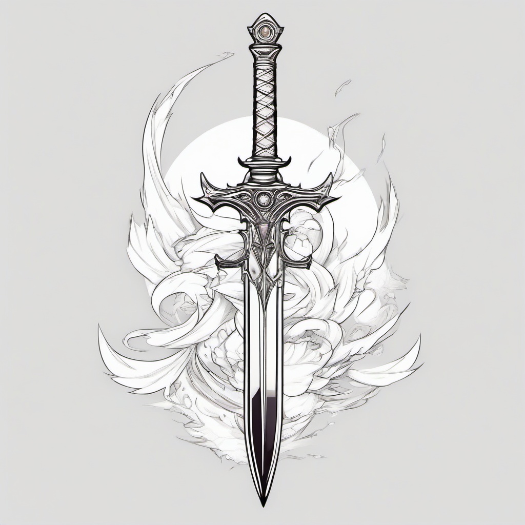 anime sword over powered
  ,tattoo design, white background