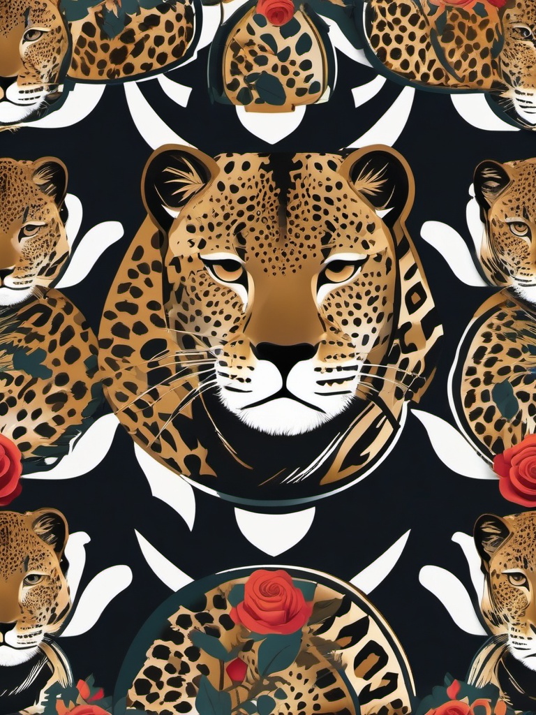 Leopard clipart - Agile big cat with striking rosette patterns, ,vector color clipart,minimal