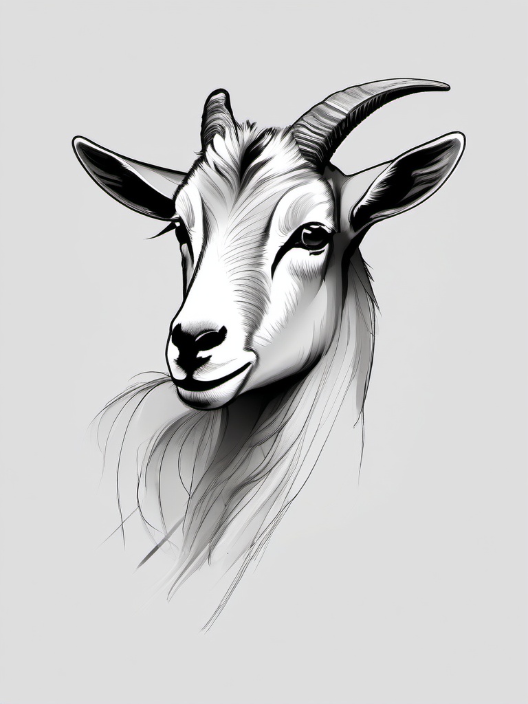 sketch of a goat  minimal rough sketch scribbles,doodles,black and white