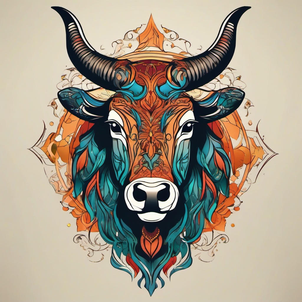 simple taurus tattoo  simple vector color tattoo