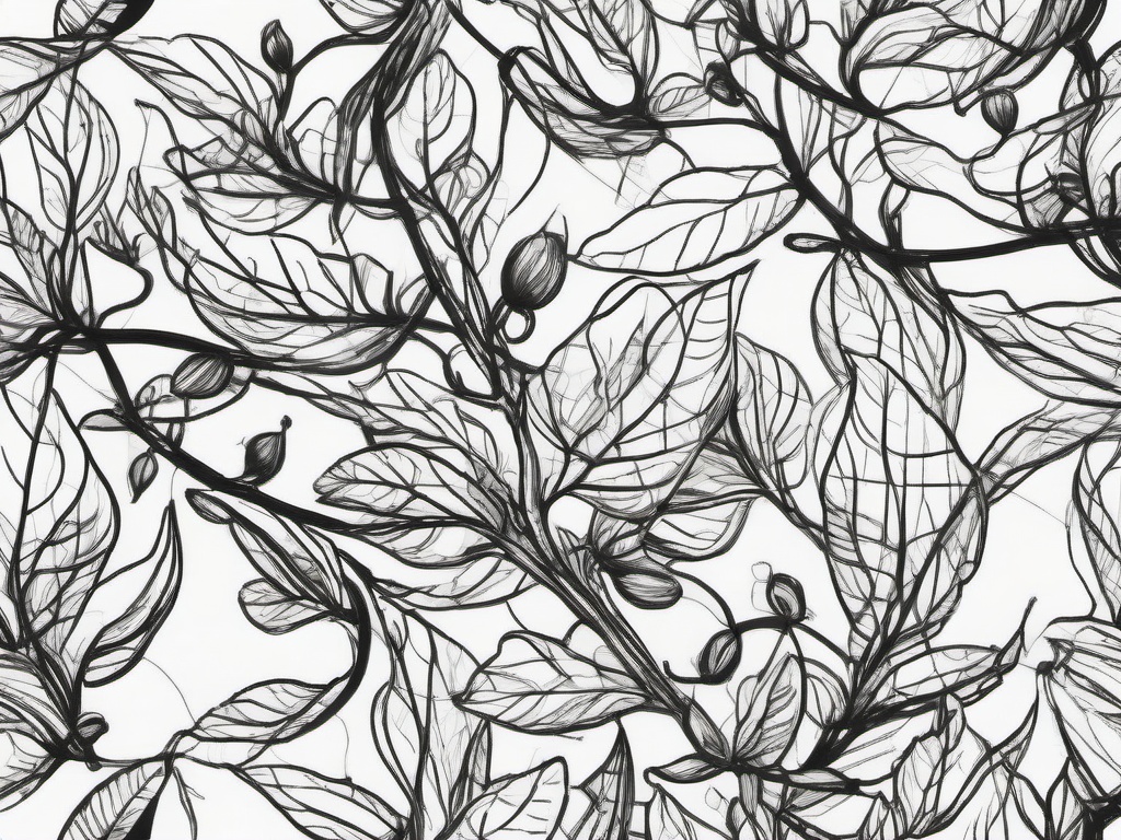 drawing of a vine in a garden  minimal rough sketch scribbles,doodles,black and white