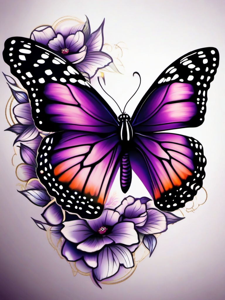 purple monarch butterfly tattoo  