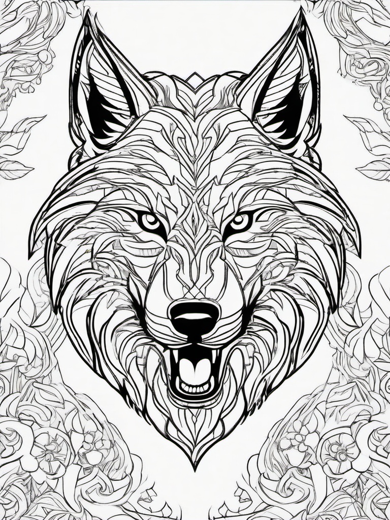 Fenrir Coloring Pages - Ferocious Wolf from Norse Mythology  minimal black outline printable sheet, coloring page