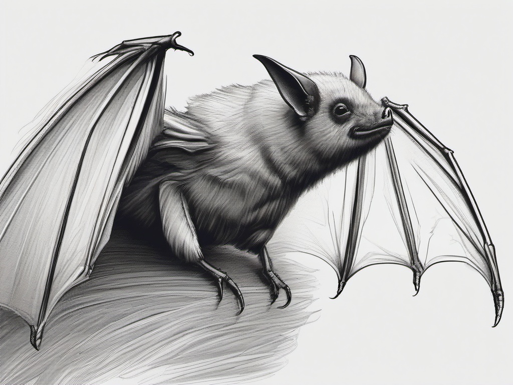 drawing of a Western red bat  minimal rough sketch scribbles,doodles,black and white