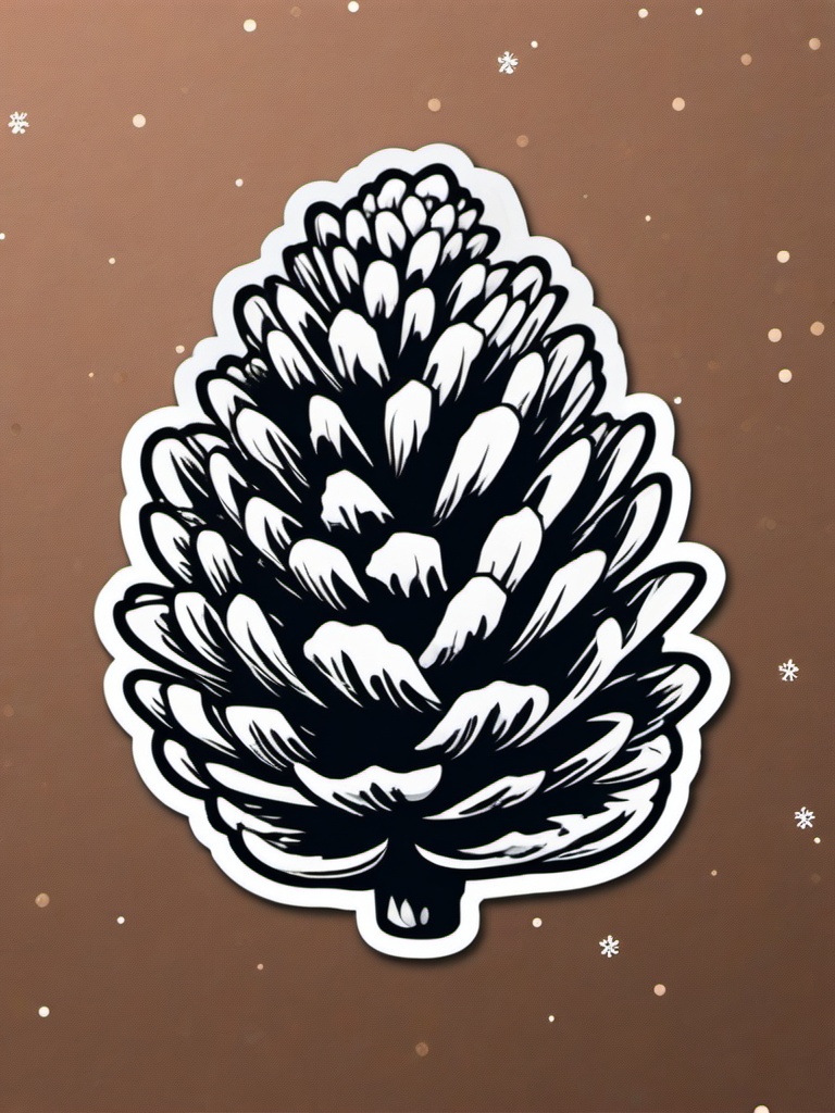 Snowy pinecone sticker- Winter nature, , sticker vector art, minimalist design