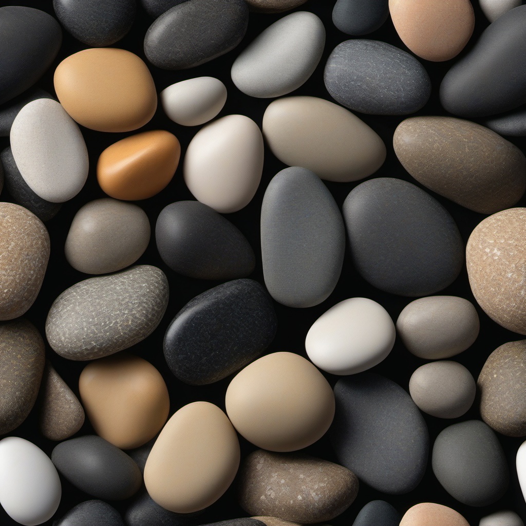 Pebbles resembling river rocks with a natural, matte finish top view, product photoshoot realistic background, hyper detail, high resolution