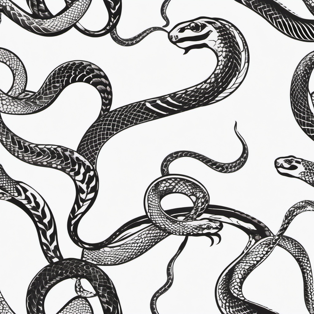 Fake Snake Tattoo - Faux or temporary snake tattoo.  simple vector tattoo,minimalist,white background