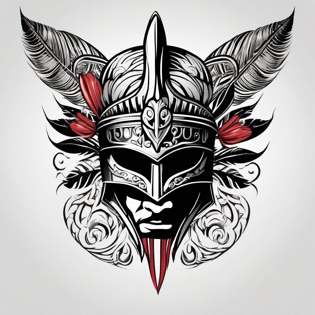 Hawaiian Warrior Helmet Tattoo - Symbolize strength and warrior spirit with a tattoo featuring the iconic Hawaiian warrior helmet.  simple vector color tattoo,minmal,white background