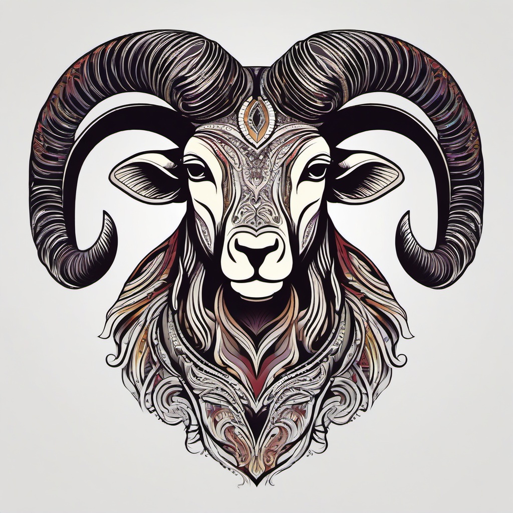 ram tattoo aries  simple vector color tattoo