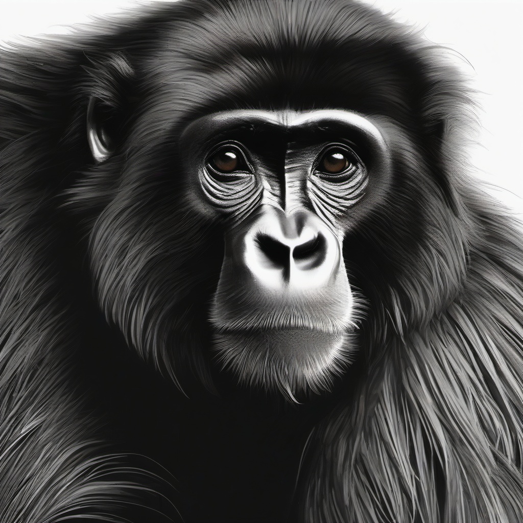 drawing of a black howler monkey  minimal rough sketch scribbles,doodles,black and white