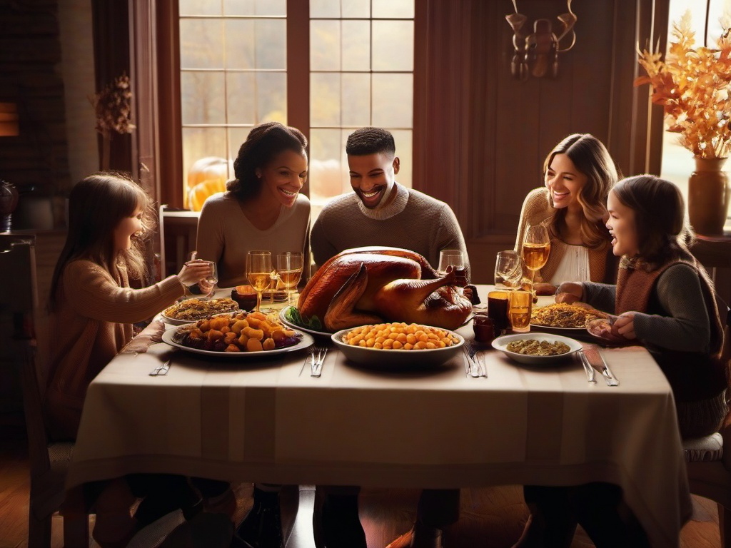 Thanksgiving Wallpaper-A heartwarming image of a family sharing a Thanksgiving meal, capturing the spirit of gratitude and togetherness.  aesthetic background wallpaper