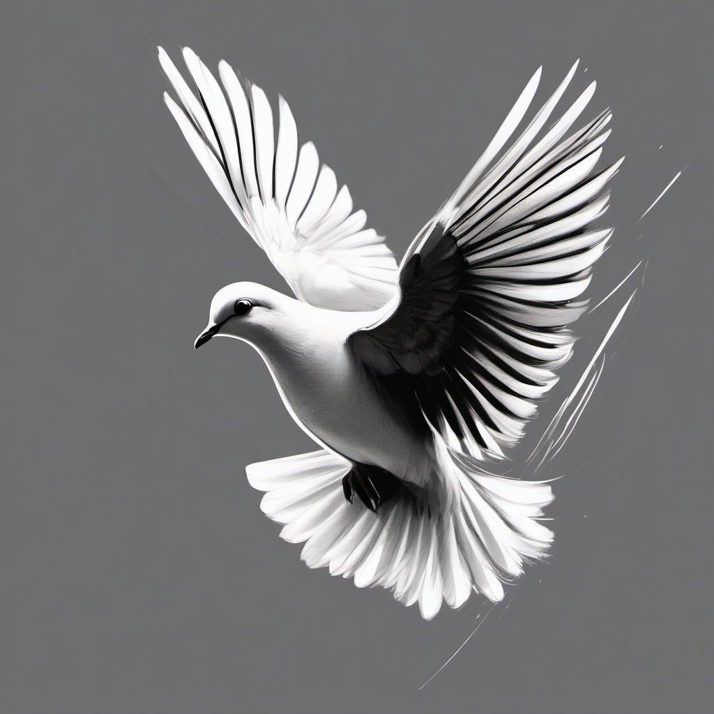 drawing of a dove flying  minimal rough sketch scribbles,doodles,black and white