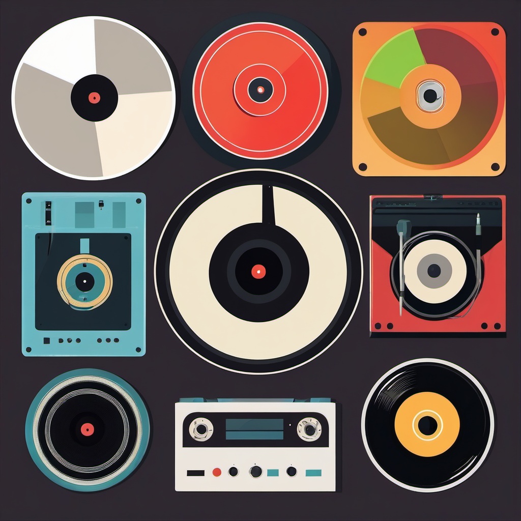 Clipart of a Record - Record symbol for recording audio and video,  color vector clipart, minimal style