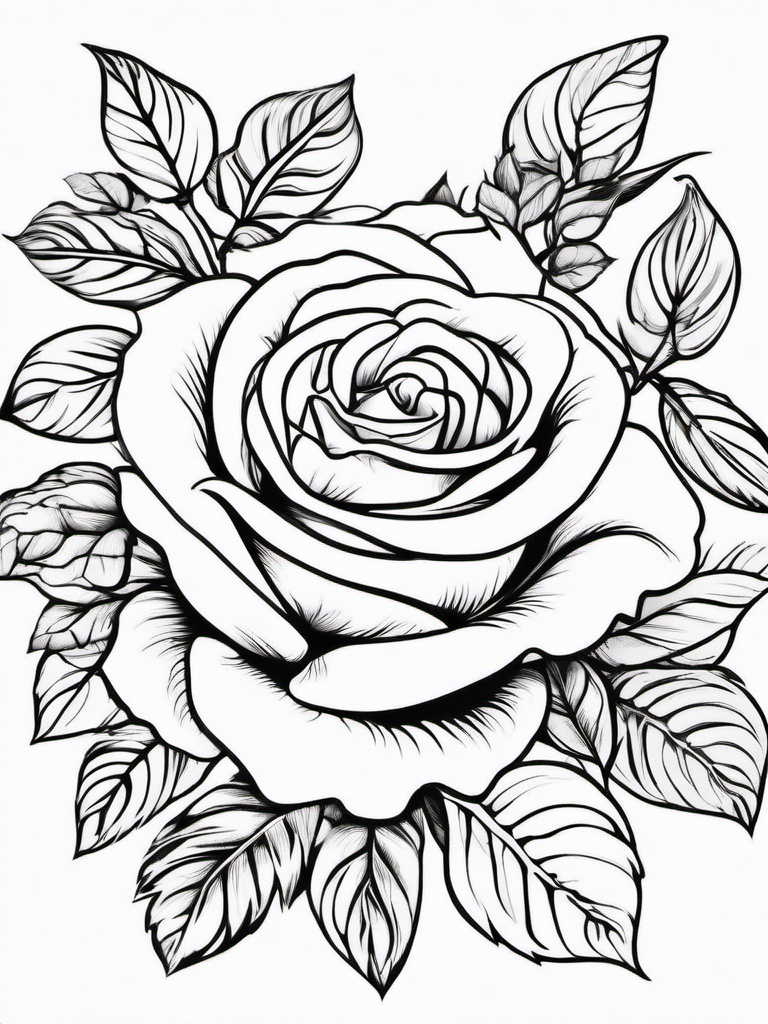 Rose Coloring Pages - Heart made out of roses and leaves  simple coloring pages