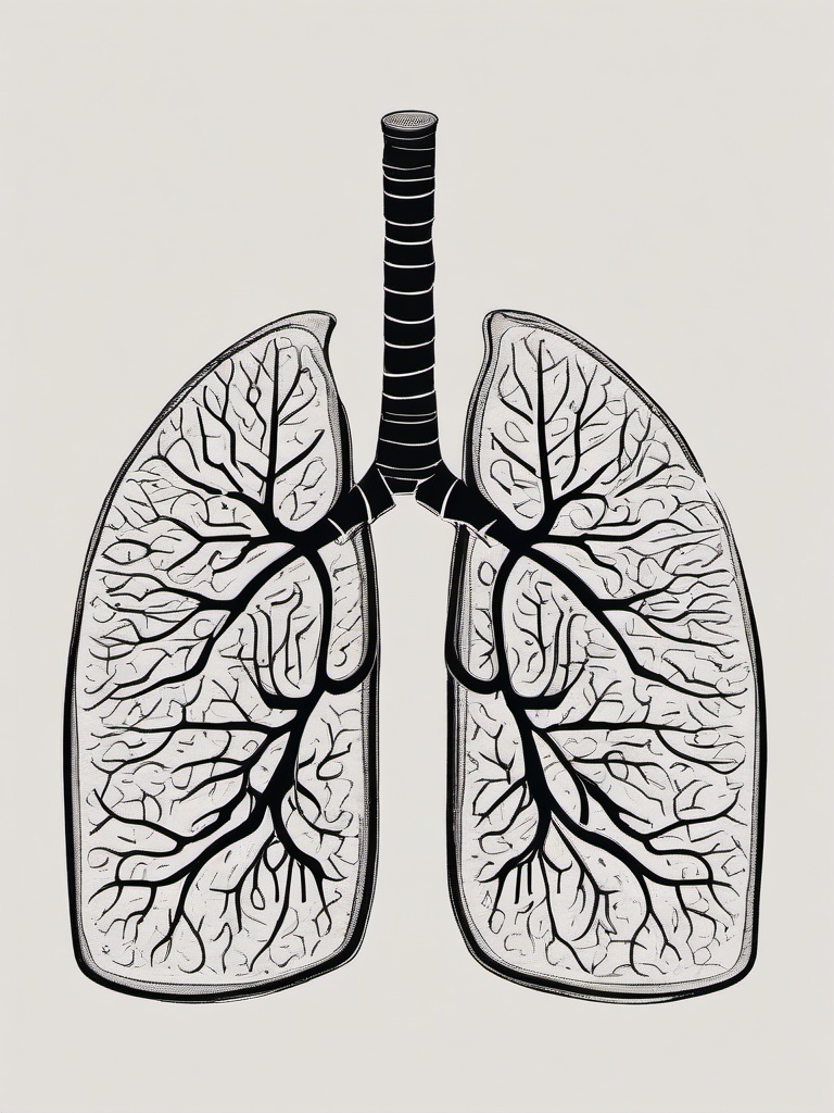 drawing of the lungs  minimal rough scribbles,doodles,black and white