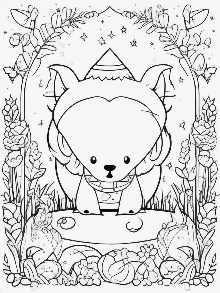 Kawaii Magical Creature Coloring Pages - Cute Creatures from a Fantasy World  minimal black outline printable sheet, coloring page