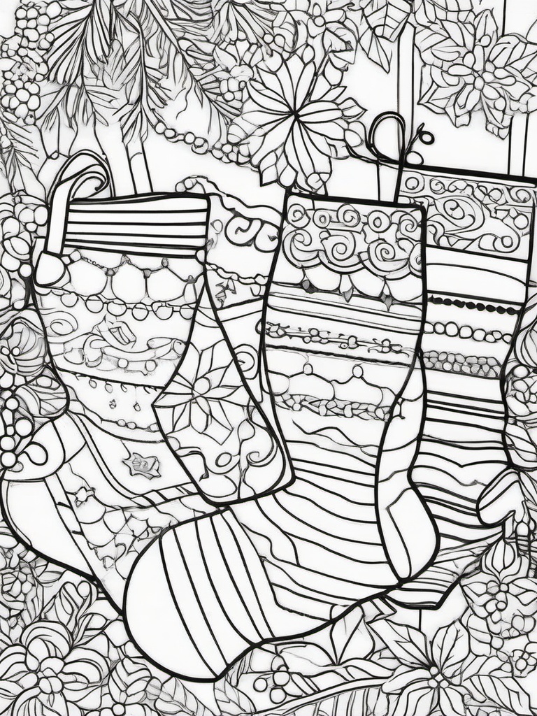 Christmas Socks Colouring Pages  outling,coloring pages,black and whit