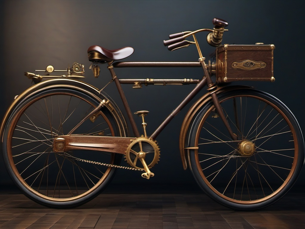 Neglected antique bicycle transforms into a steampunk masterpiece.  8k, hyper realistic, cinematic