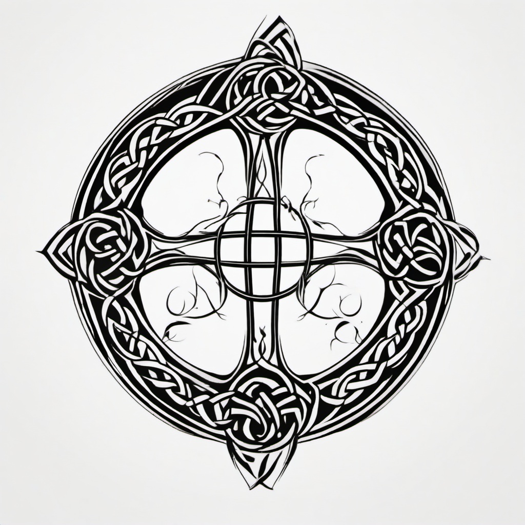 celtic pagan tattoos  simple color tattoo,minimal,white background