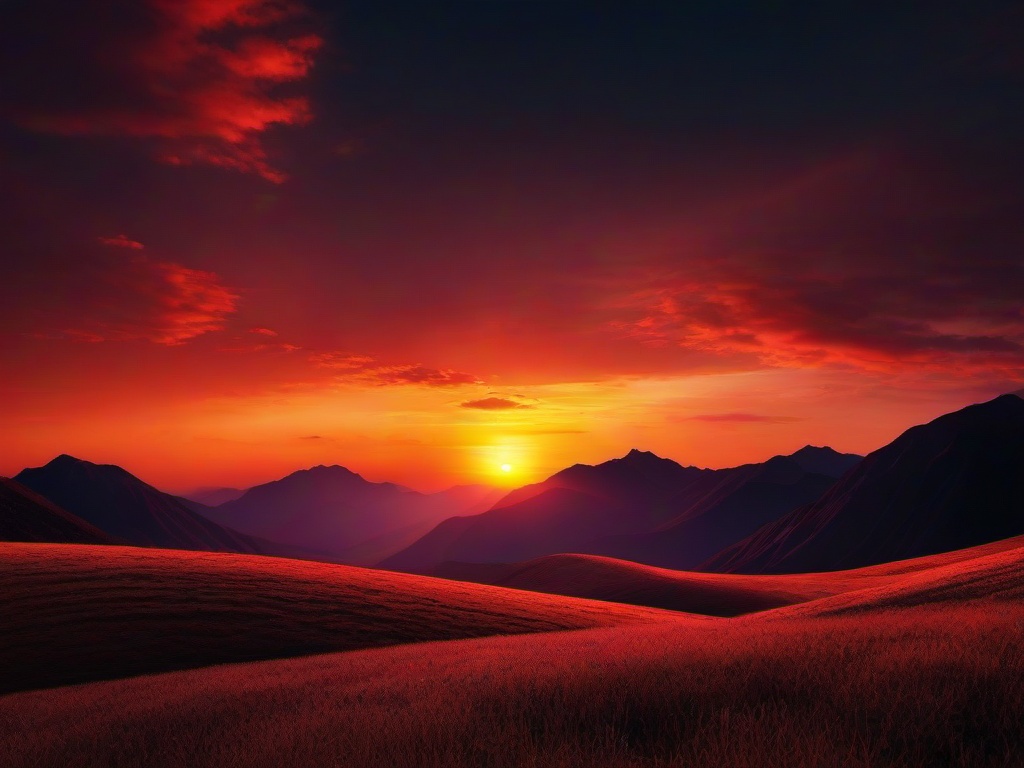 Sunset Wallpaper - Vivid sunset over distant peaks.  sunset background