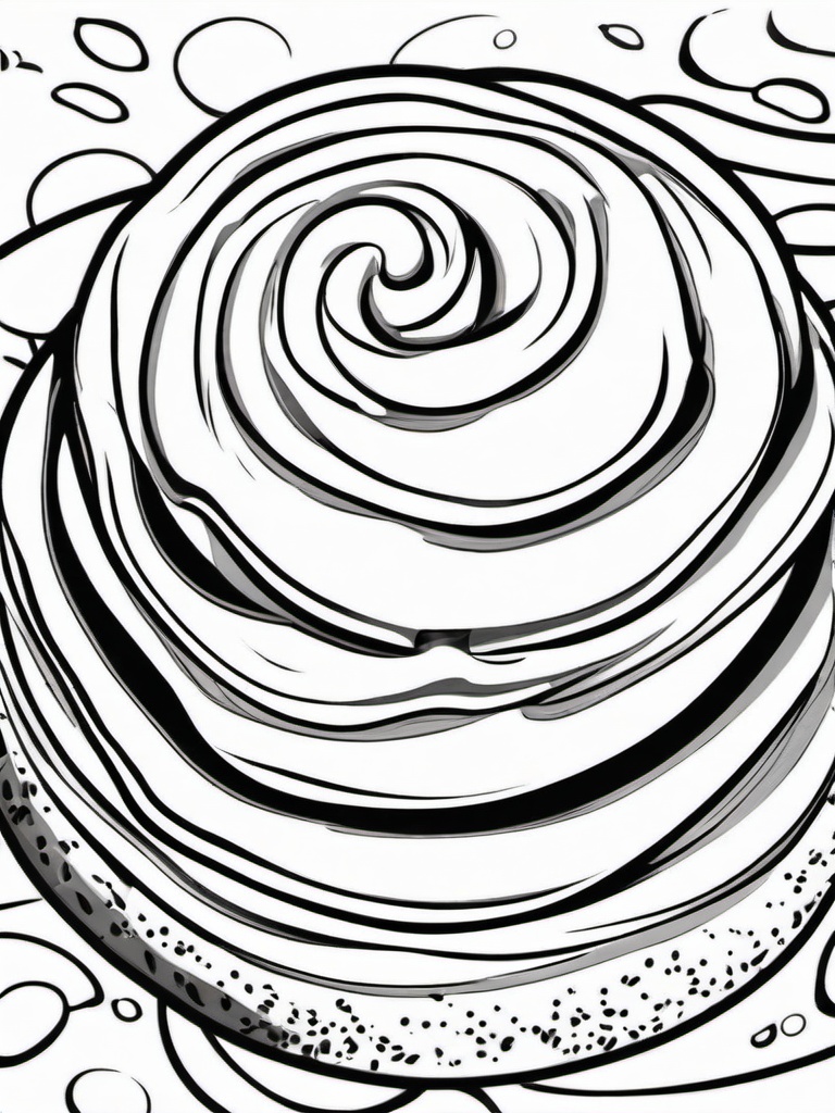 Food Coloring Pages - Cinnamon roll with icing drizzle  simple coloring pages