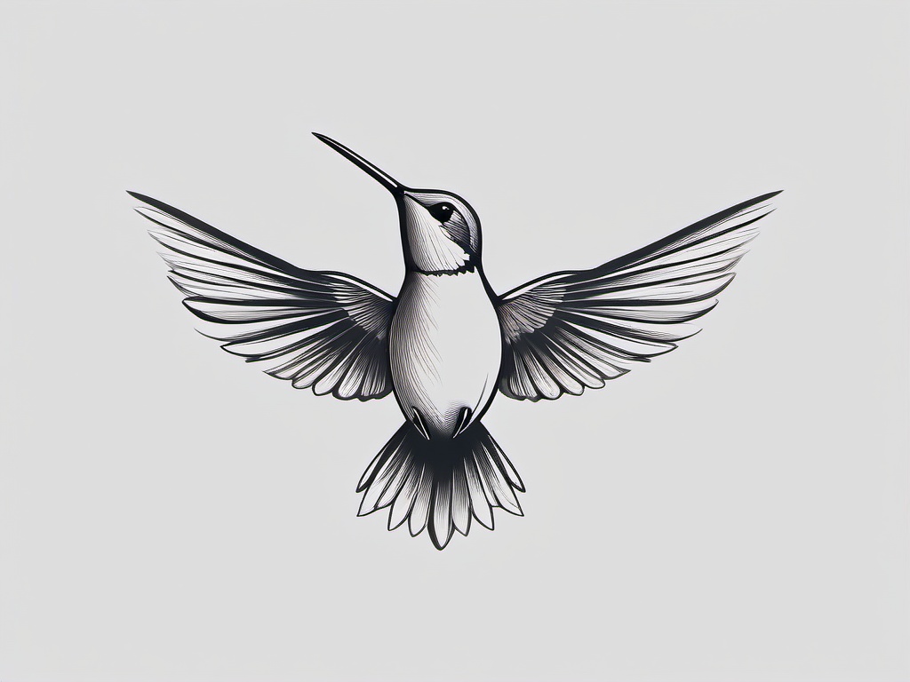 Tiny Hummingbird Tattoos - Tiny hummingbird hovering  minimalist tattoo design, white background