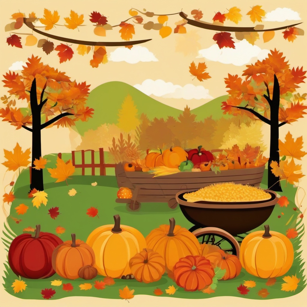 Autumn clipart - autumn festival with hayrides  