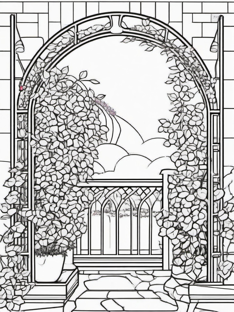 Plant Coloring Pages - Climbing roses along a garden trellis  simple coloring pages