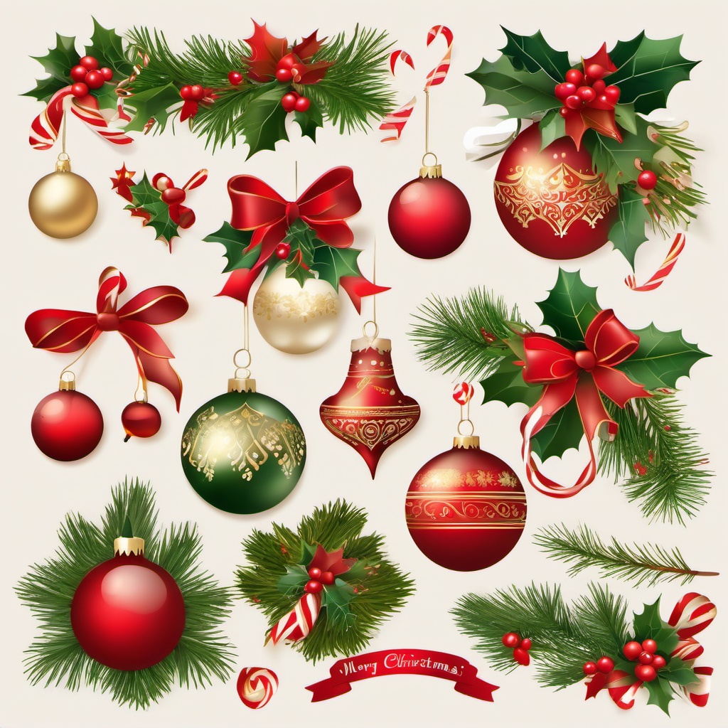 Christmas Clipart, Festive holiday decorations and ornaments. 