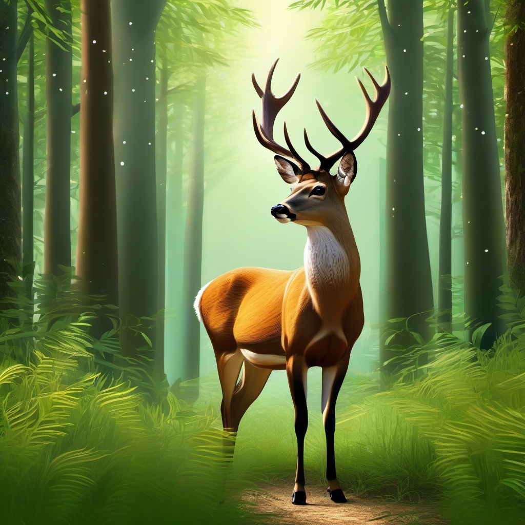 Deer Clipart in a Forest Glade,Graceful deer in a tranquil forest glade, a symbol of gentleness and intuition. 