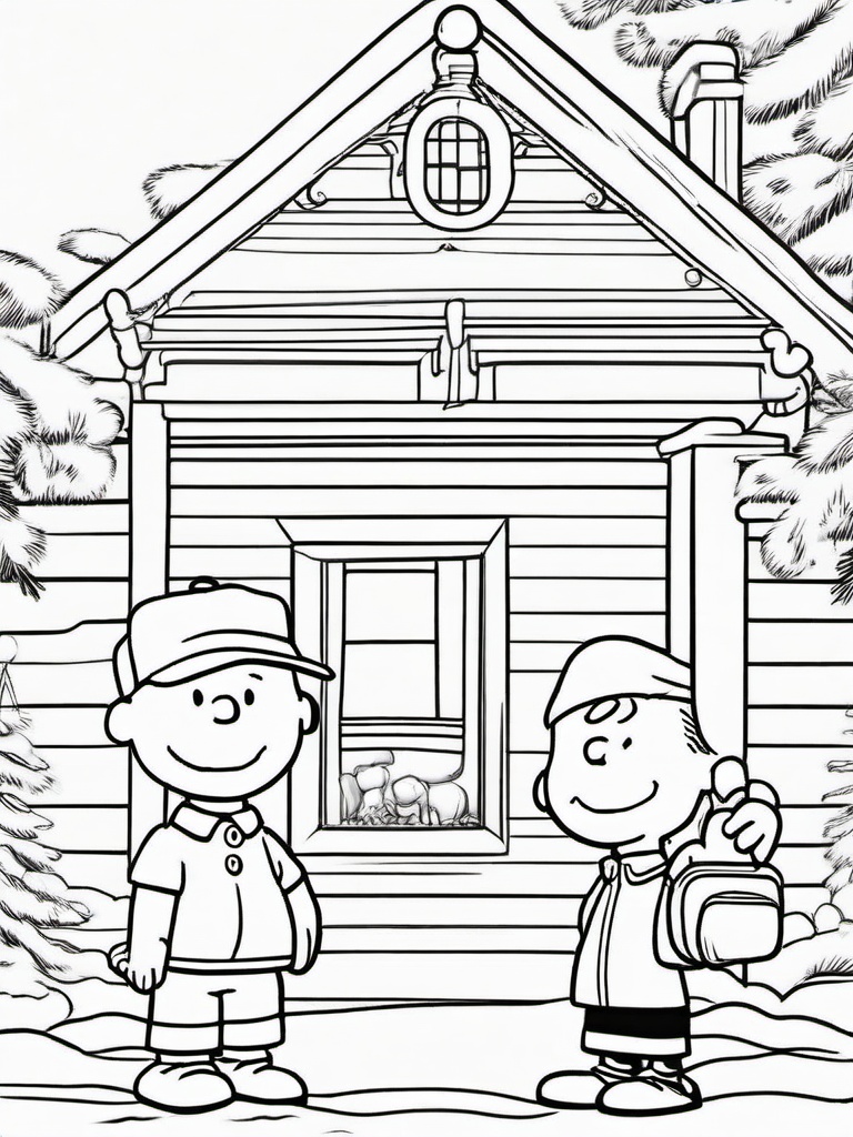 Peanuts Christmas Coloring Pages  outling,coloring pages,black and whit