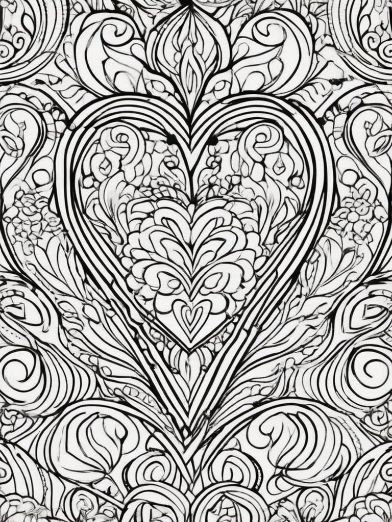 Heart Coloring Pages - Beautiful Hearts in Various Designs  minimal black outline printable sheet, coloring page