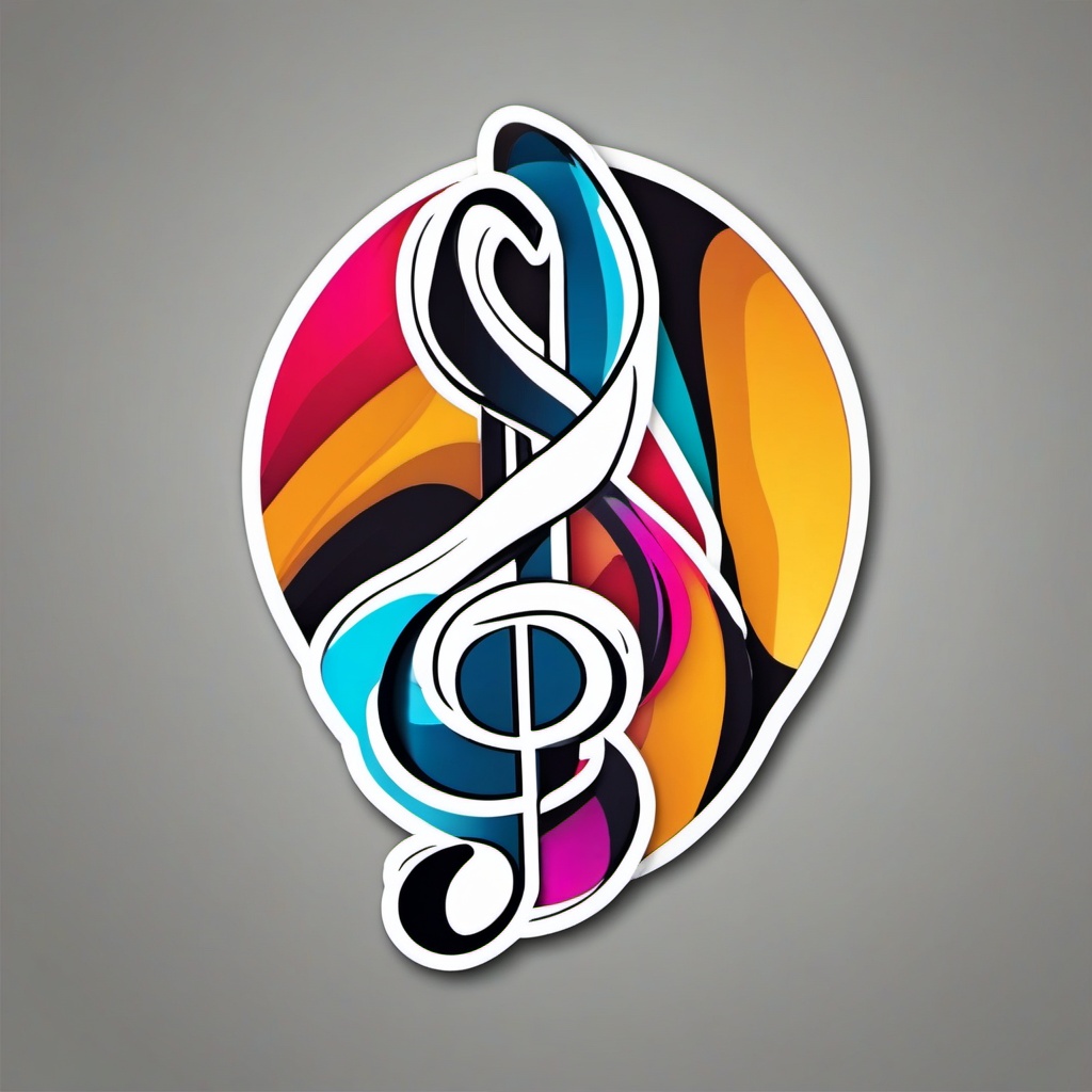 Music Clef Sticker - Musical clef symbol, ,vector color sticker art,minimal