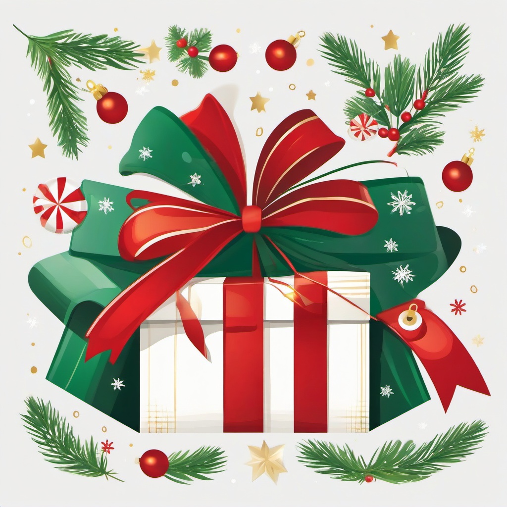 Present with a tag saying ‘Merry Christmas’ clipart.  vector style illustration, white background