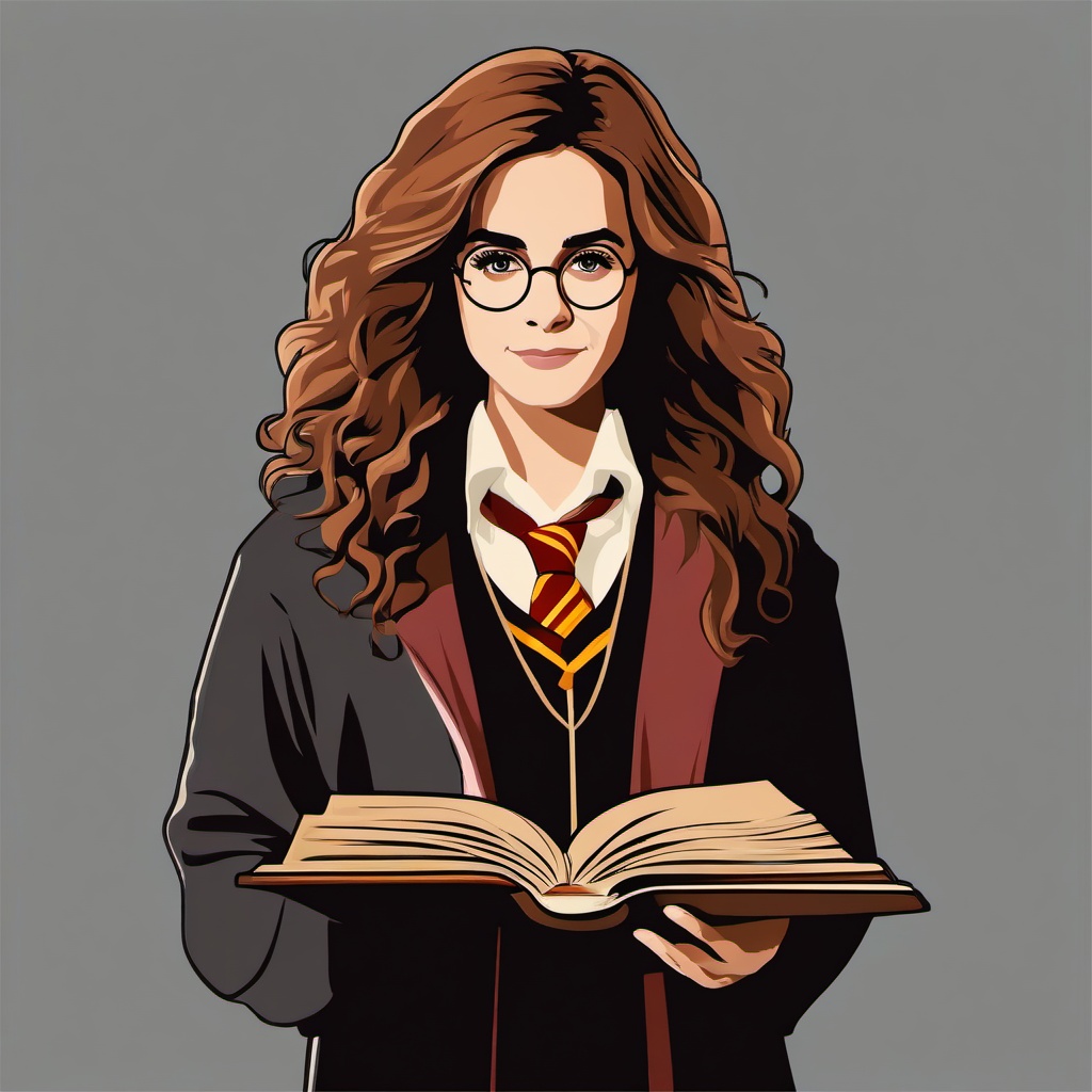 Harry Potter clipart - Hermione Granger with a book  color,minimalist,vector clipart