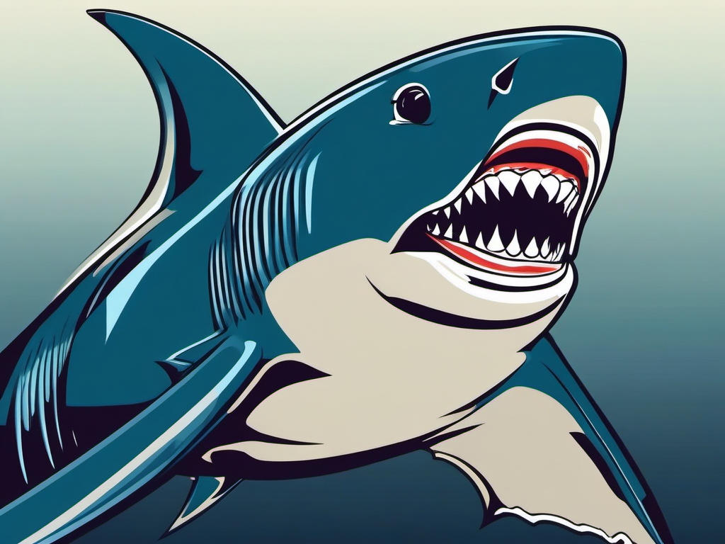 Shark Mouth - A detailed portrayal showcasing the distinctive mouth and teeth of a shark.  color vector clipart