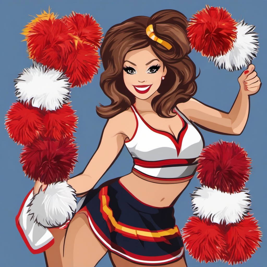 Cheerleader clipart - cheerleader with pom-poms at a game  