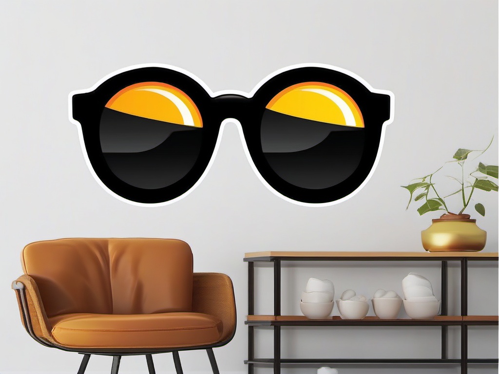 Emoji sunglasses sticker- Cool and laid-back, , sticker vector art, minimalist design