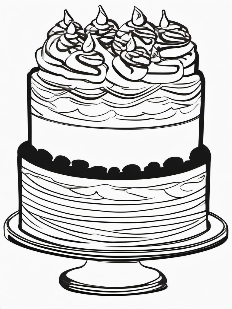 Cake Coloring Pages - Tall cake with ombre color layers  simple coloring pages