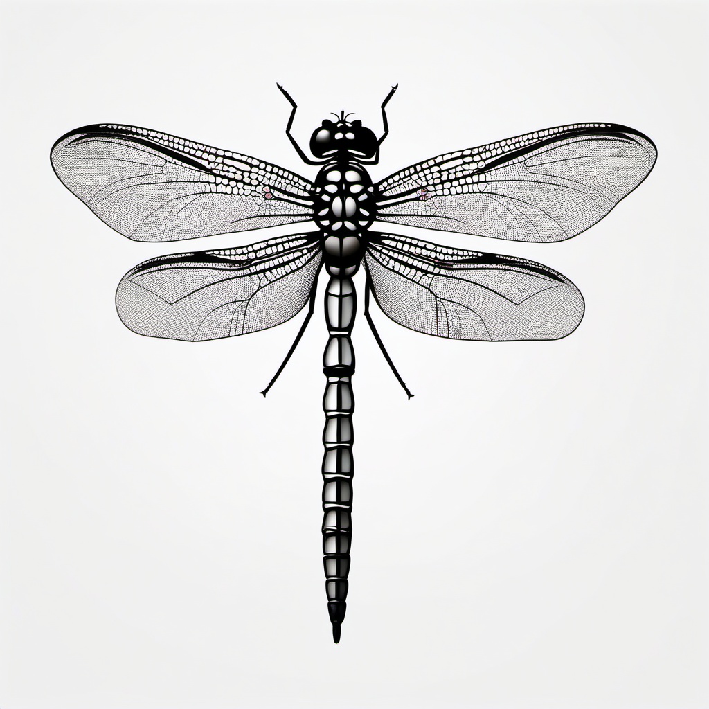 Masculine Dragonfly Tattoo - Dragonfly tattoo designed with a masculine aesthetic.  simple color tattoo,minimalist,white background