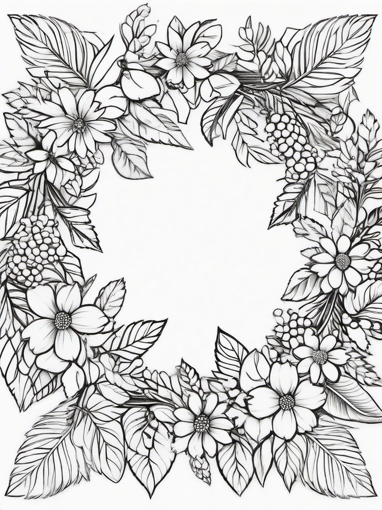 Wreath Coloring Sheet  outling,coloring pages,black and whit