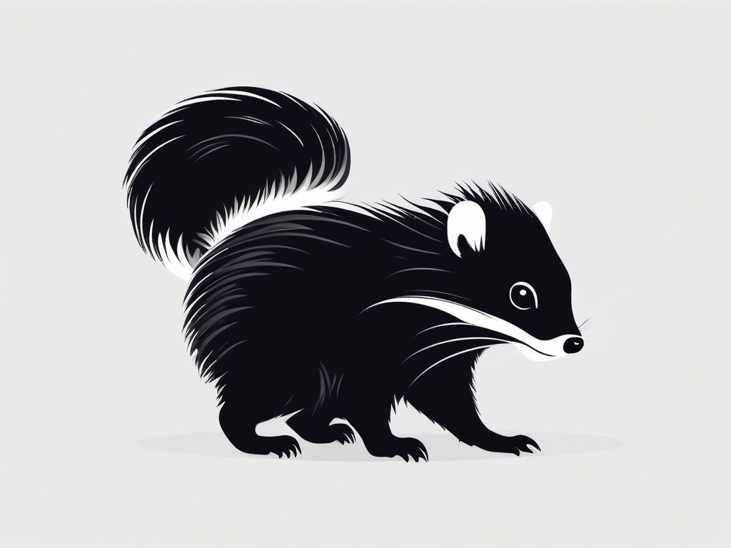 Skunk cartoon  minimal, white background