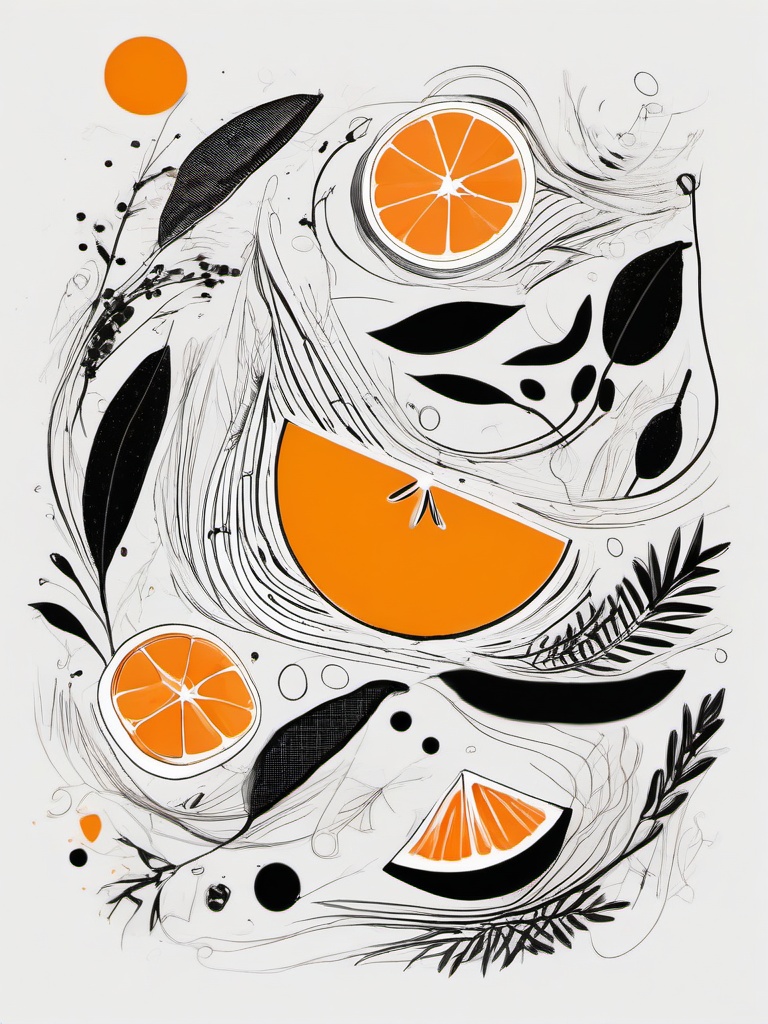 sketch of an orange  minimal rough sketch scribbles,doodles,black and white