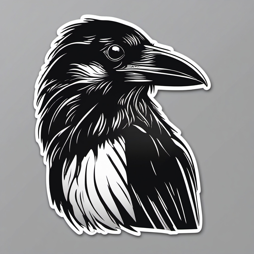 Common Raven Sticker - A common raven with glossy black plumage and a croaking call, ,vector color sticker art,minimal