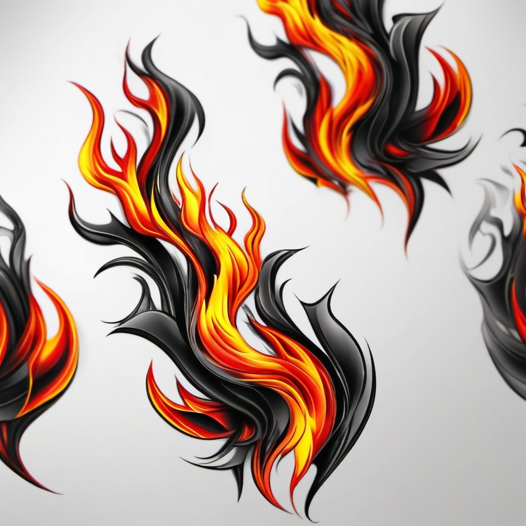 3d fire tattoo  simple color tattoo,white background