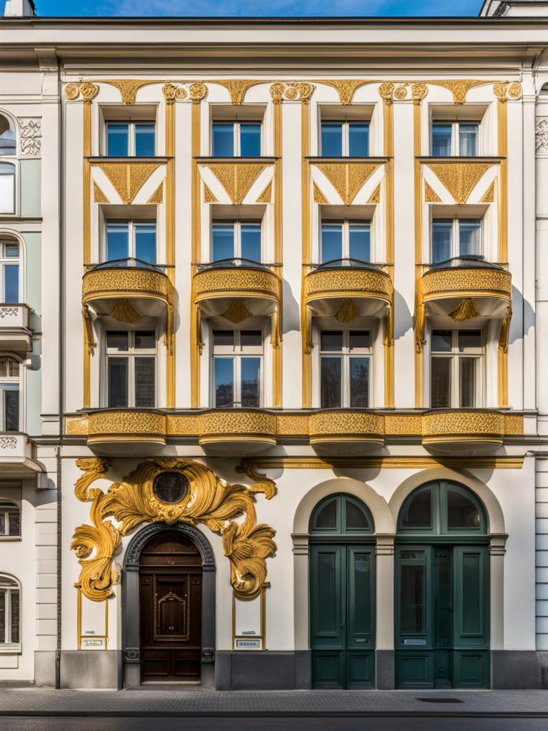 secessionist buildings, with unique ornamentation, add character to the streets of vienna, austria. 