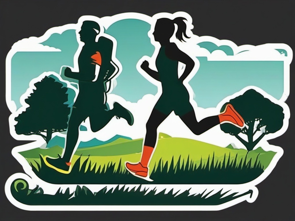 Outdoor Jogging sticker- Running Adventure Bliss, , color sticker vector art