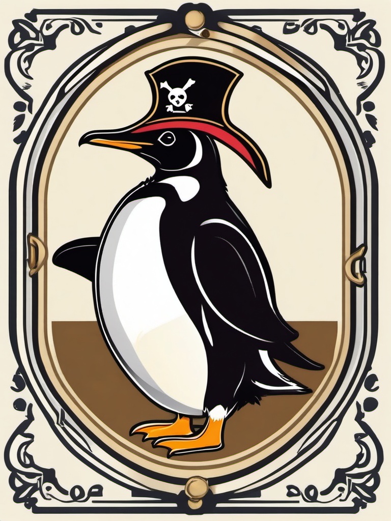 Pirate Penguin sticker- Pegleg Waddling Adventures, , sticker vector art, minimalist design