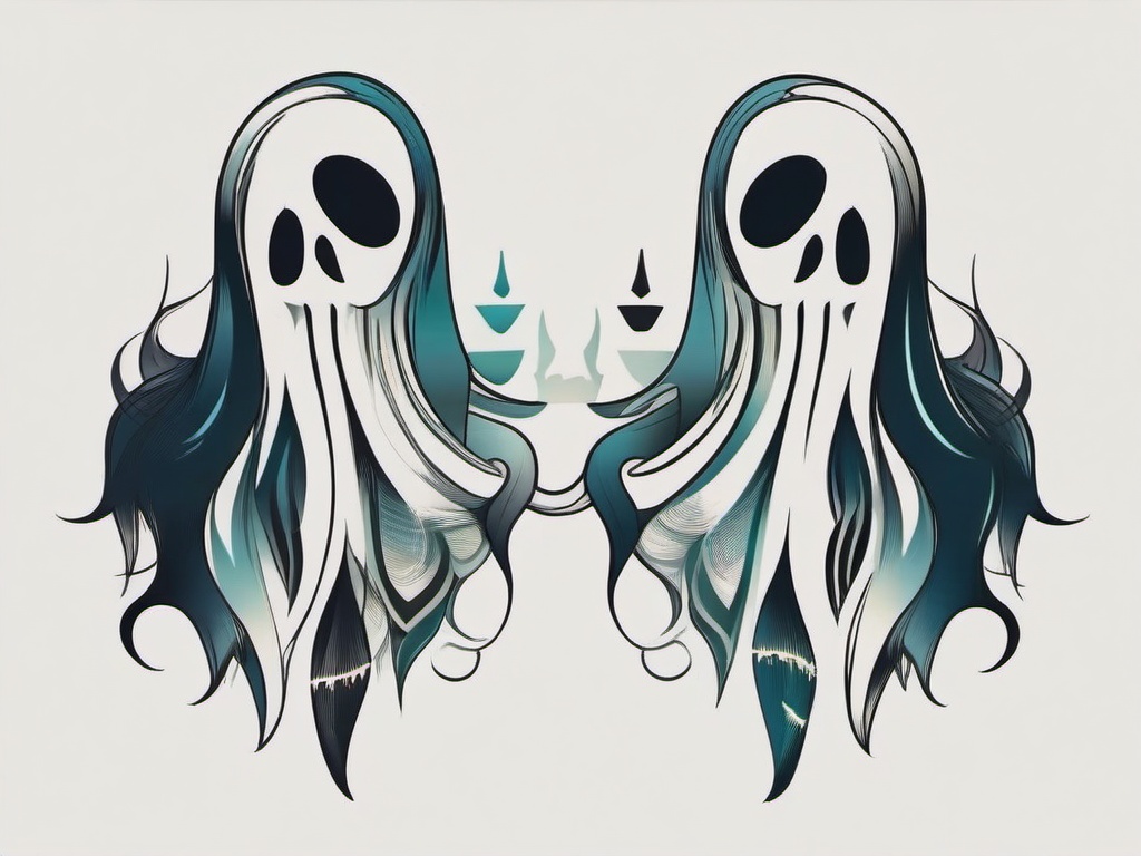 Ghost Matching Tattoos-Celebrating unity, shared connection to the supernatural and each other.  simple vector color tattoo